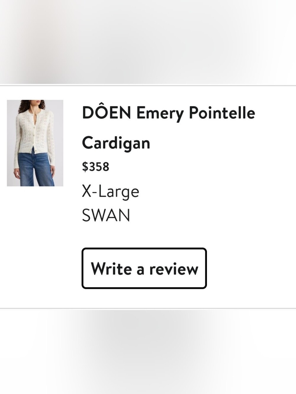 PRICE IS FIRM - DOEN Emery Pointelle Cardigan XL In Swan - Picture 12 of 12
